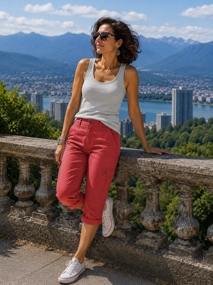Pantalon Cargo Femme Coton Poches Multiples Coupe Décontractée - PanierRoyale