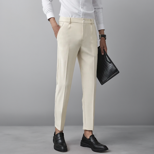 Pantalon Homme Élégant en Beige Taille Parfaite - BerlinGlamour