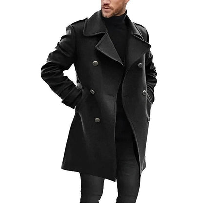 Manteau Imperméable Noir avec Poches et Capuche