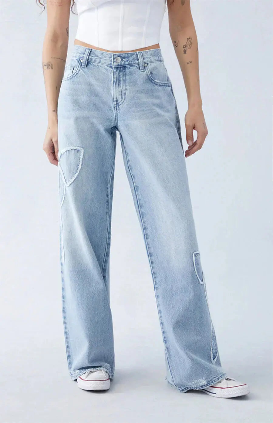 Jean Femme Droit Couper Denim avec Broderies - BerlinGlamour