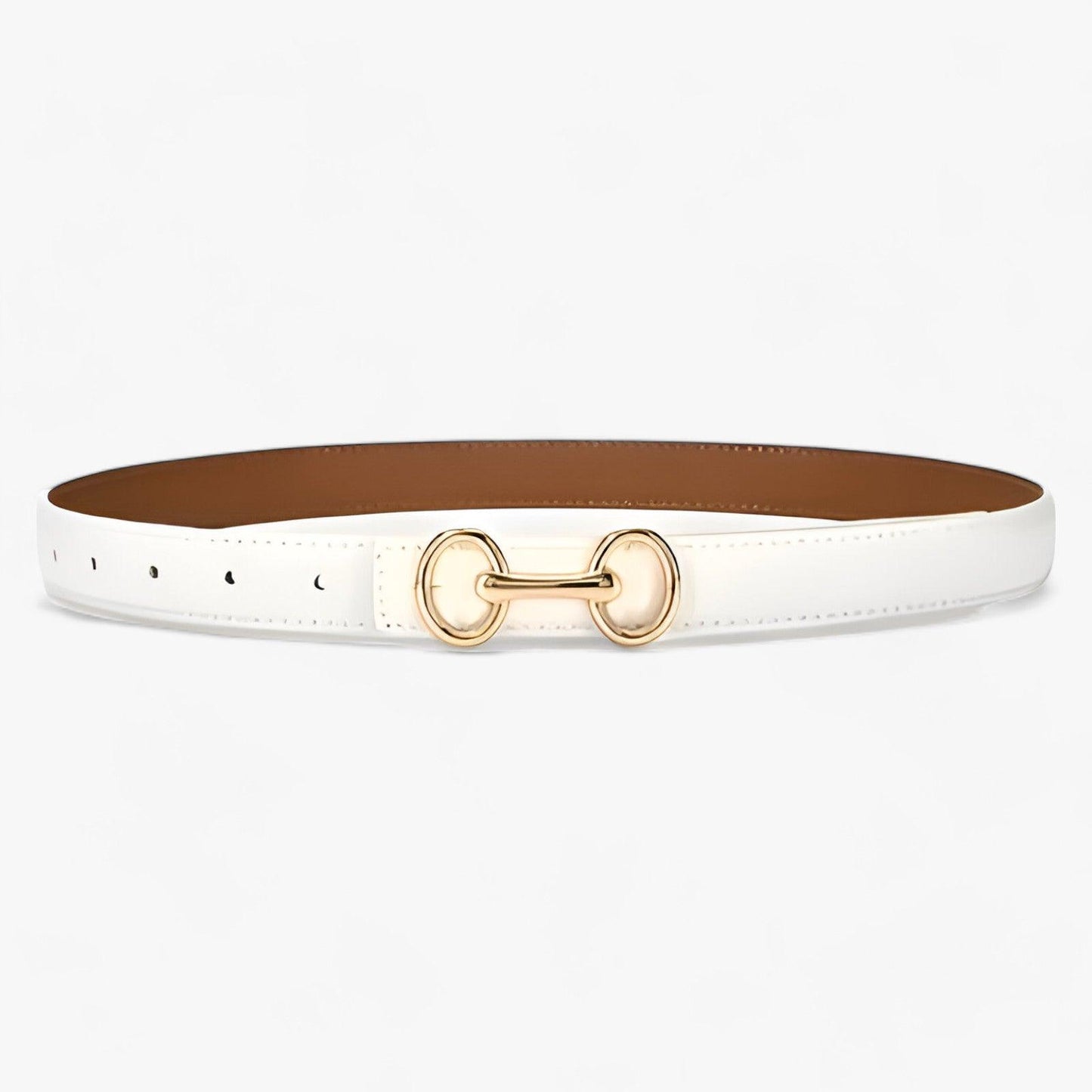 Ceinture Élégante en Cuir Boucle Argentée