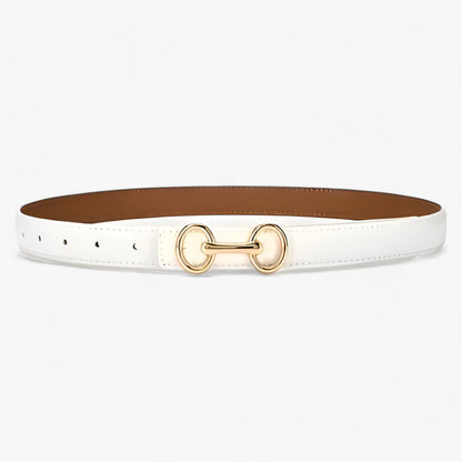 Ceinture Élégante en Cuir Boucle Argentée
