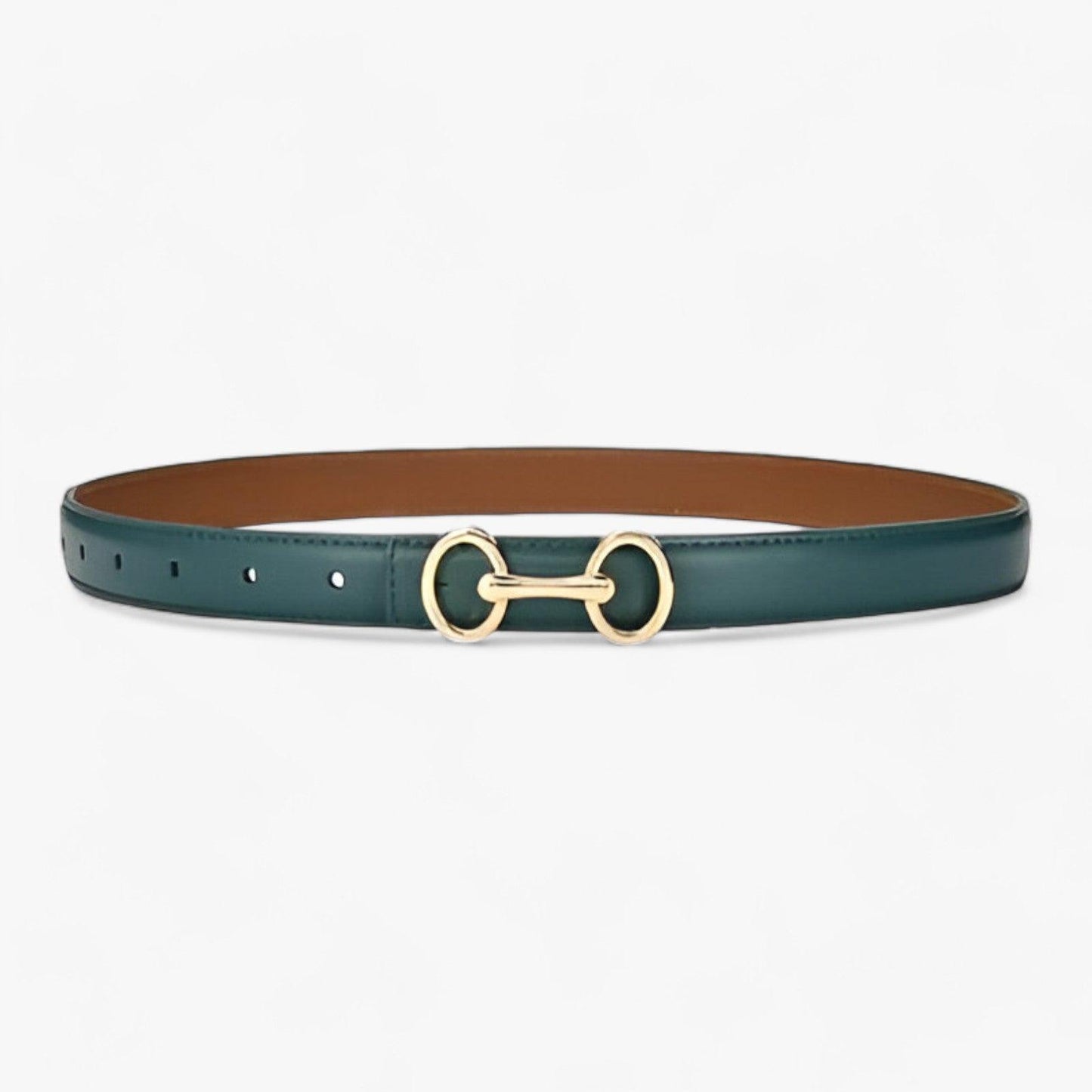 Ceinture Élégante en Cuir Boucle Argentée