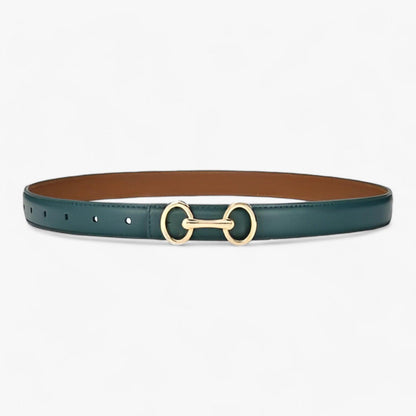 Ceinture Élégante en Cuir Boucle Argentée