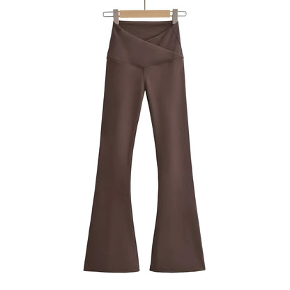 Pantalon Femme Extensible Taille Haute Coupe Évasée