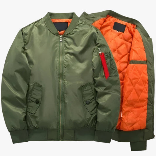Blouson Homme Militaire Vert Kaki Contraste Intérieur - PanierRoyale