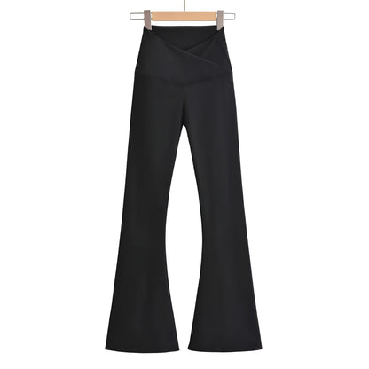 Pantalon Femme Extensible Taille Haute Coupe Évasée
