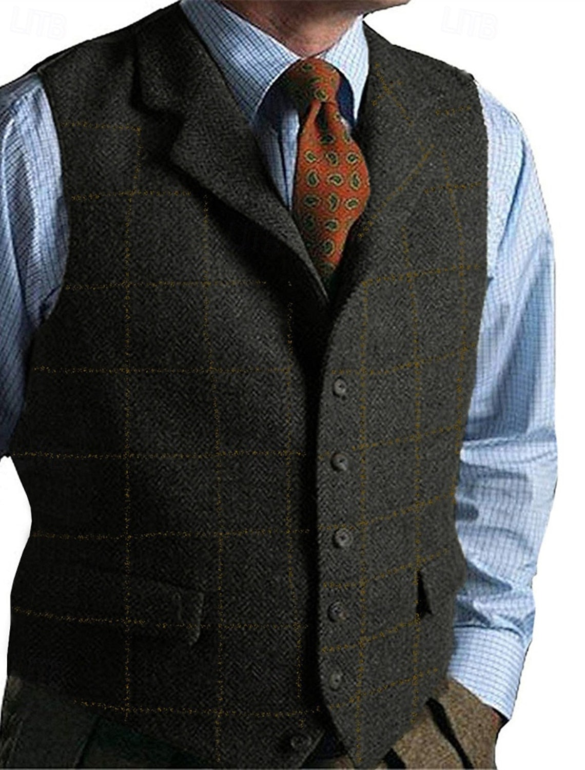 Gilet Homme Sans Manches à Carreaux Classique