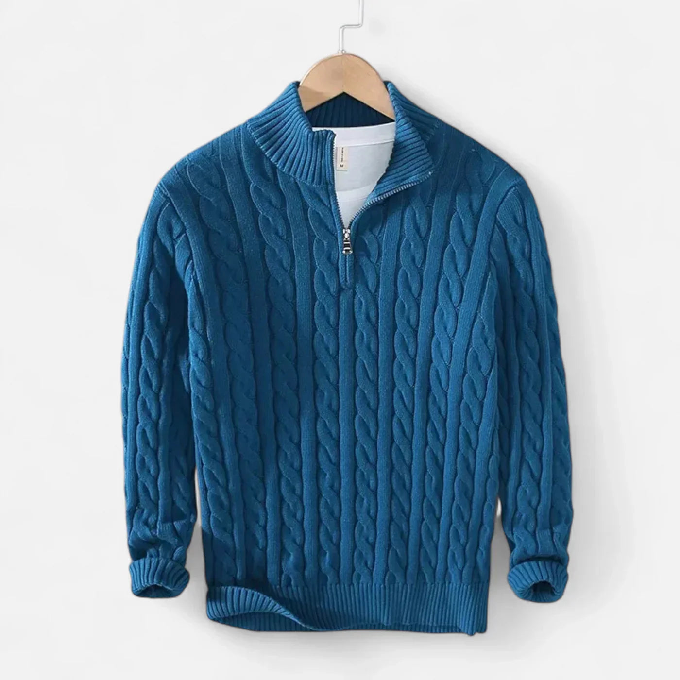 Pull Zippé Homme Col Roulé - Maille Épaisse et Confortable