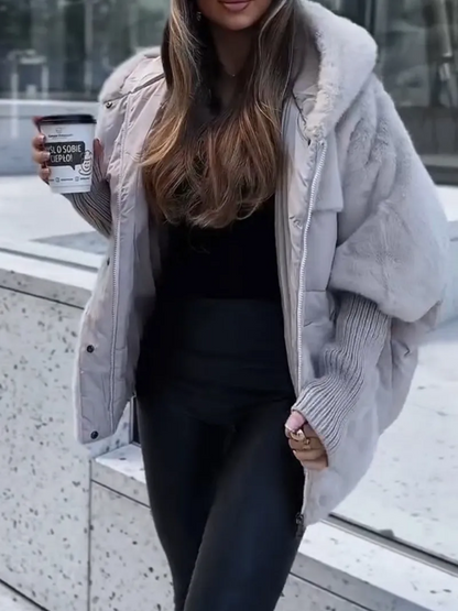 Manteau Femme Hiver Élégant - Parka Douillette avec Capuche et Poignets Réglables