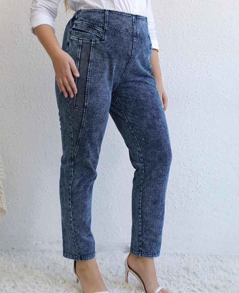 Jean Femme Grande Taille Élastique avec Poche - PanierRoyale