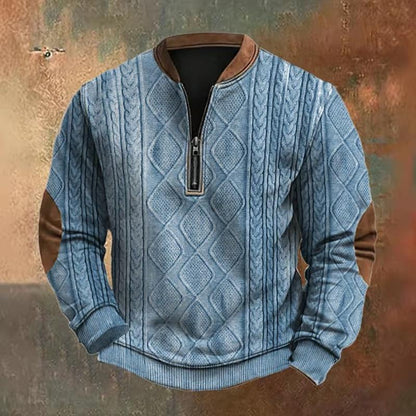 Pull Zippé Câblé Chaud et Élégant pour Hiver