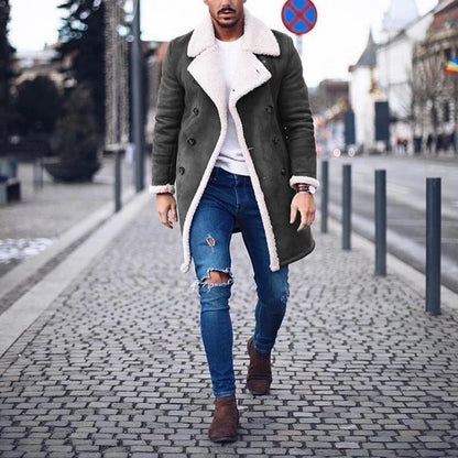 Manteau Homme Hiver Long Noir avec Ceinture Ajutable
