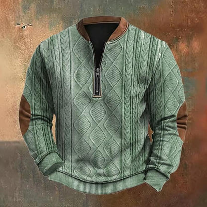 Pull Zippé Câblé Chaud et Élégant pour Hiver