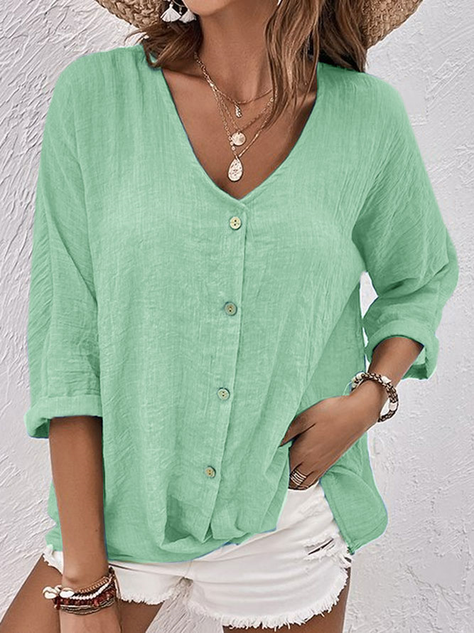 Chemise Femme Décontractée Col V pour Chaque Jour - PanierRoyale