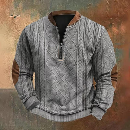 Pull Zippé Câblé Chaud et Élégant pour Hiver