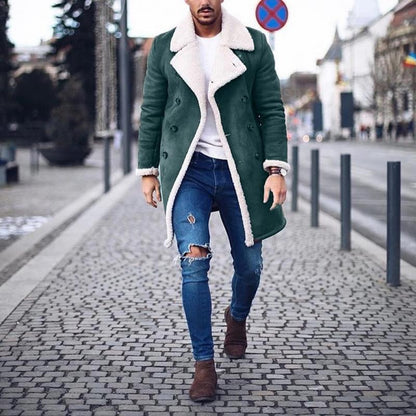 Manteau Homme Hiver Long Noir avec Ceinture Ajutable
