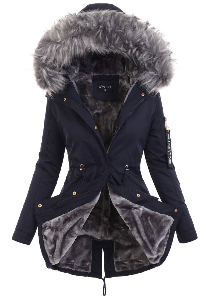 Veste Féminine Chic Taille Étroite avec Poches