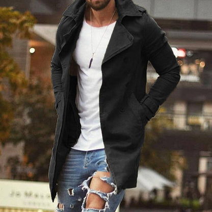 Manteau Homme Classique Noir Double Bouton Chic