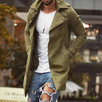 Manteau Homme Classique Noir Double Bouton Chic