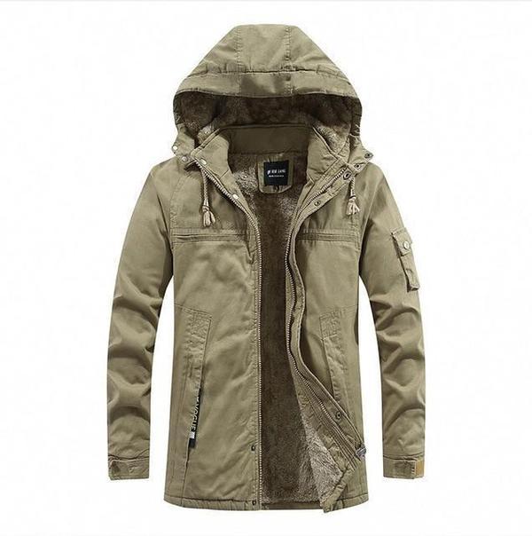 Parka Hiver Homme avec Capuche et Fermeture Éclair Longue