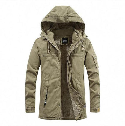 Parka Hiver Homme avec Capuche et Fermeture Éclair Longue