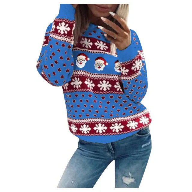 Pull Noël Femme avec Motif Père Noël et Flocons de Neige - BerlinGlamour