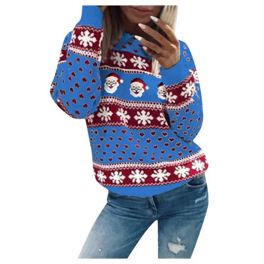 Pull Noël Femme avec Motif Père Noël et Flocons de Neige - BerlinGlamour