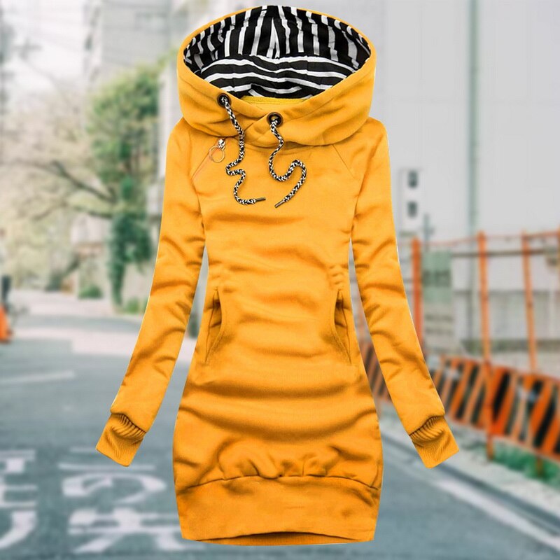 Robe Capuche Femme Manches Longues Élégante - PanierRoyale