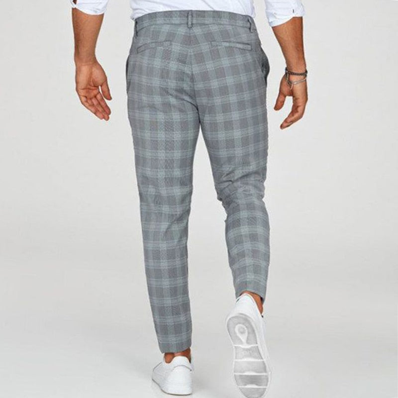 Pantalon Homme Slim Fit Carreaux Élégant