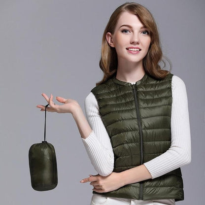 Gilet Femme Sans Manches Élégant Zippé