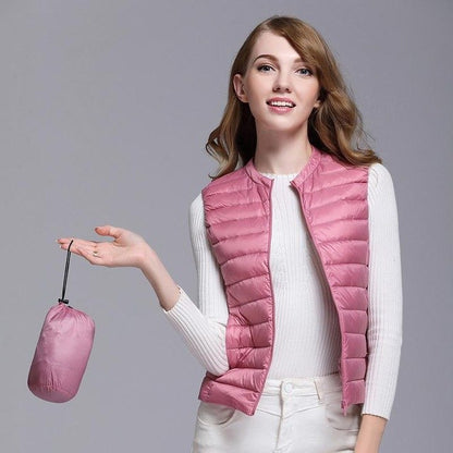 Gilet Femme Sans Manches Élégant Zippé