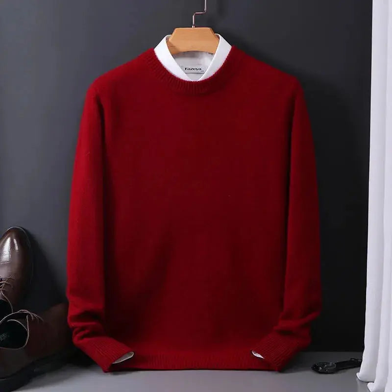 Pull Cachemire Homme Col Rond Bleu Marine Doux