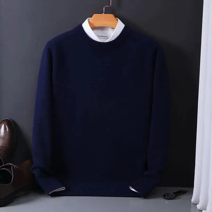 Pull Cachemire Homme Col Rond Bleu Marine Doux