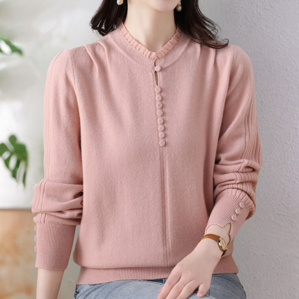 Pull Femme Élégant à Boutons en Maille Fine