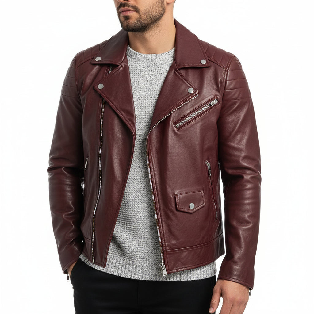 Blouson Cuir Hiver Homme Zippé Élégant