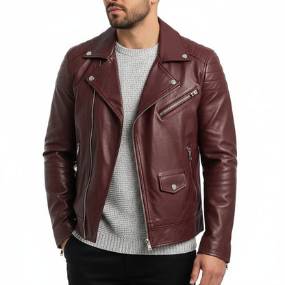 Blouson Cuir Hiver Homme Zippé Élégant