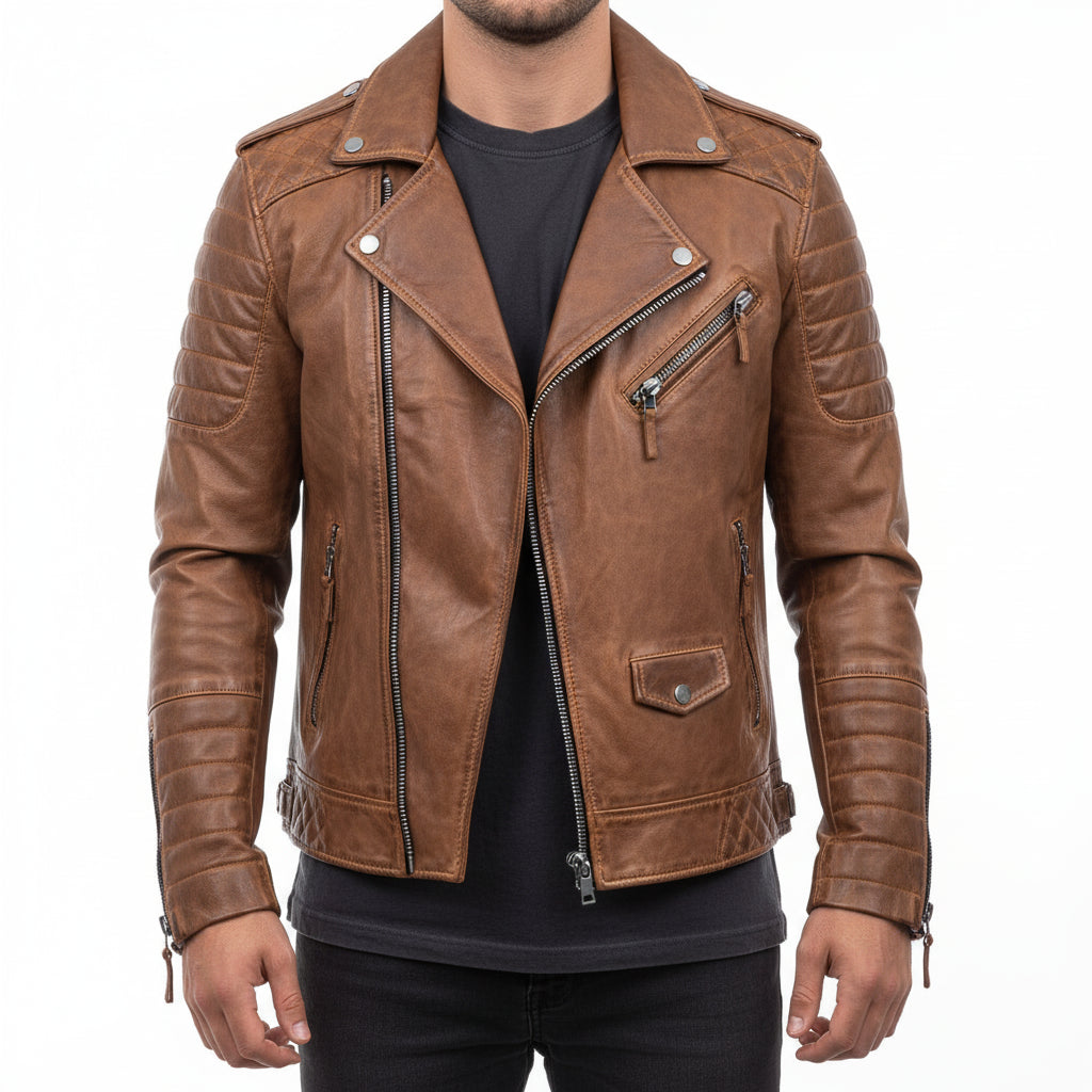 Blouson Cuir Hiver Homme Zippé Élégant