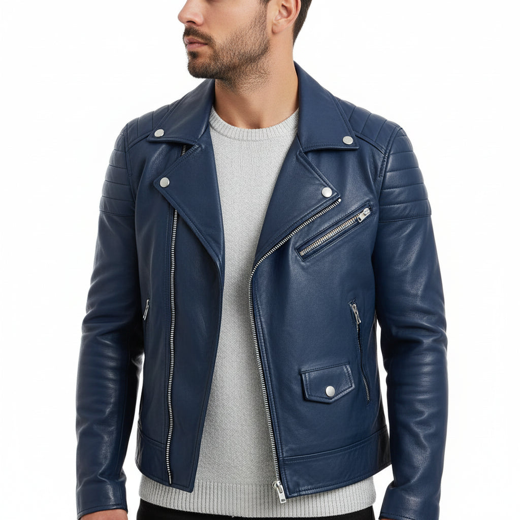 Blouson Cuir Hiver Homme Zippé Élégant