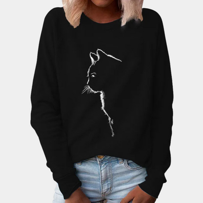 Pull Femme Chat Décontracté et Coloré
