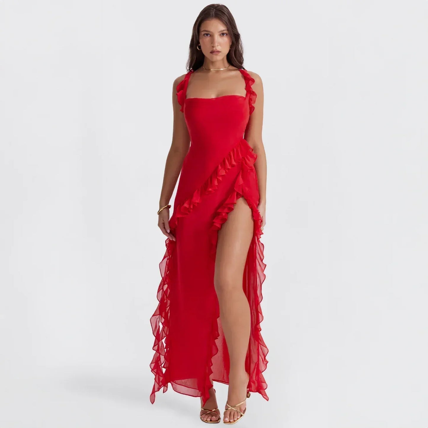 Robe de Soirée Femmes Grande Taille Élégante avec Décolleté Profond