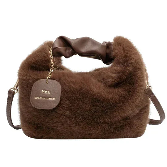 Sac à main en cuir brun avec bretelle réglable