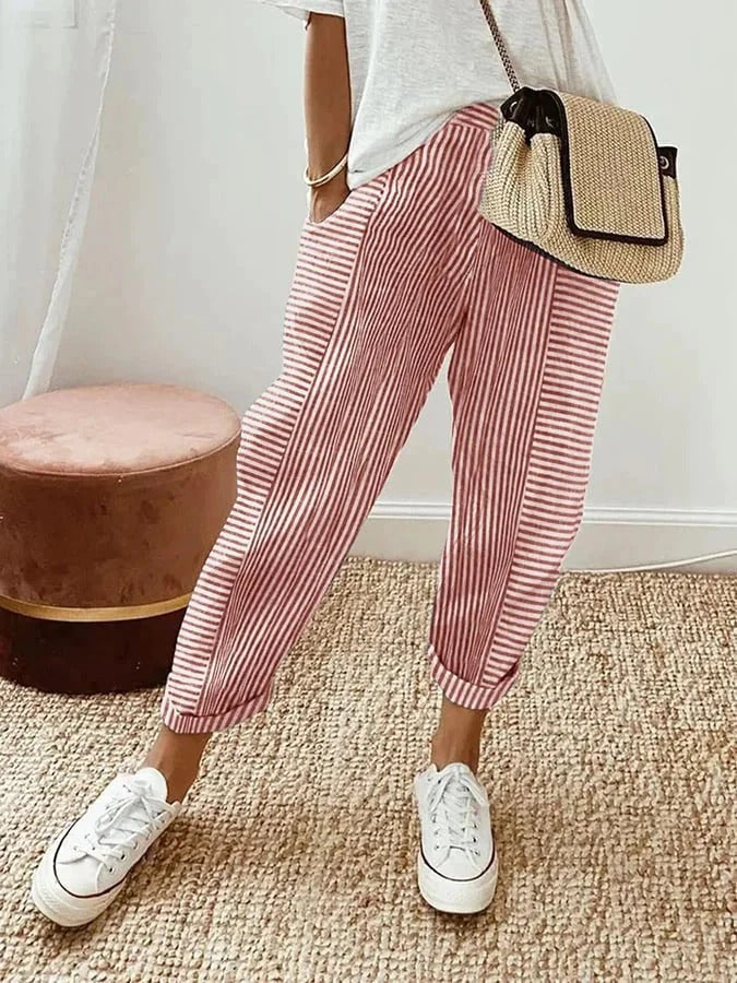 Pantalon Rayé Femme Décontracté