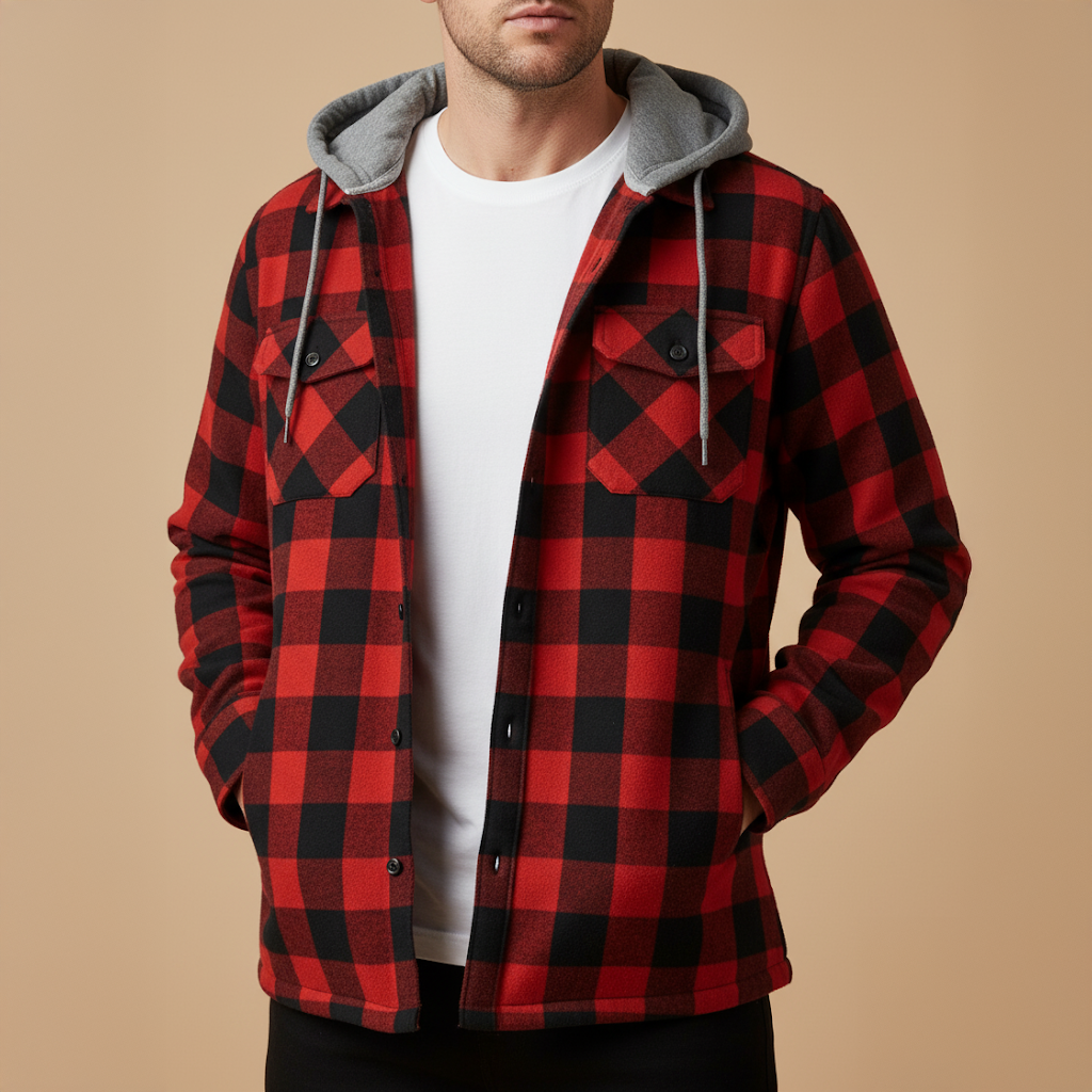 Chemise Veste Homme Coton Coupe Casual avec Capuche