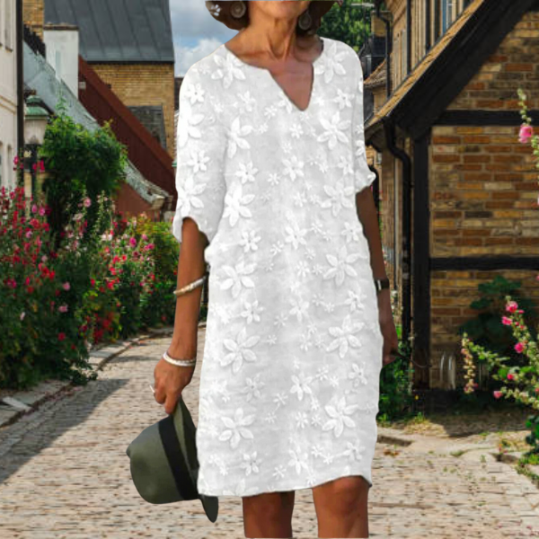 Robe Femme Fluide Col en V Motif Floral