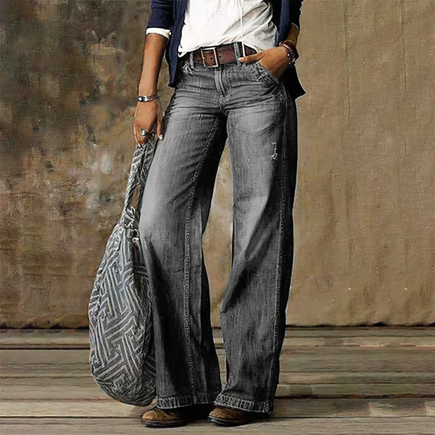 Jean Femme Taille Haute avec Poche Réglable