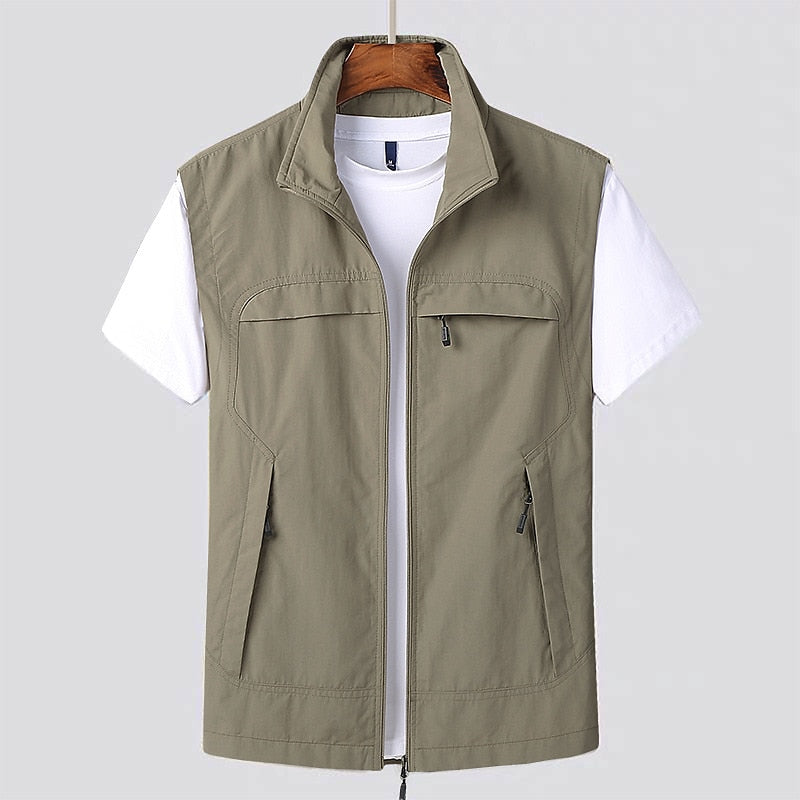 Gilet Homme Noir Sportif avec Poches Zippées