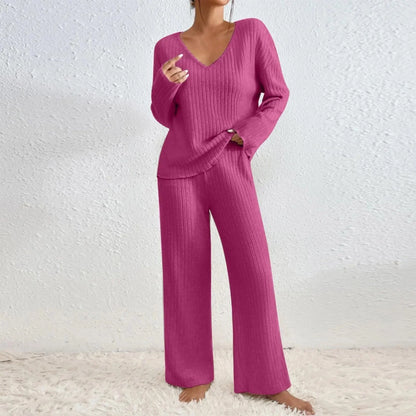 Pyjama Femme Hiver Chaud Manches Longues Col Rond
