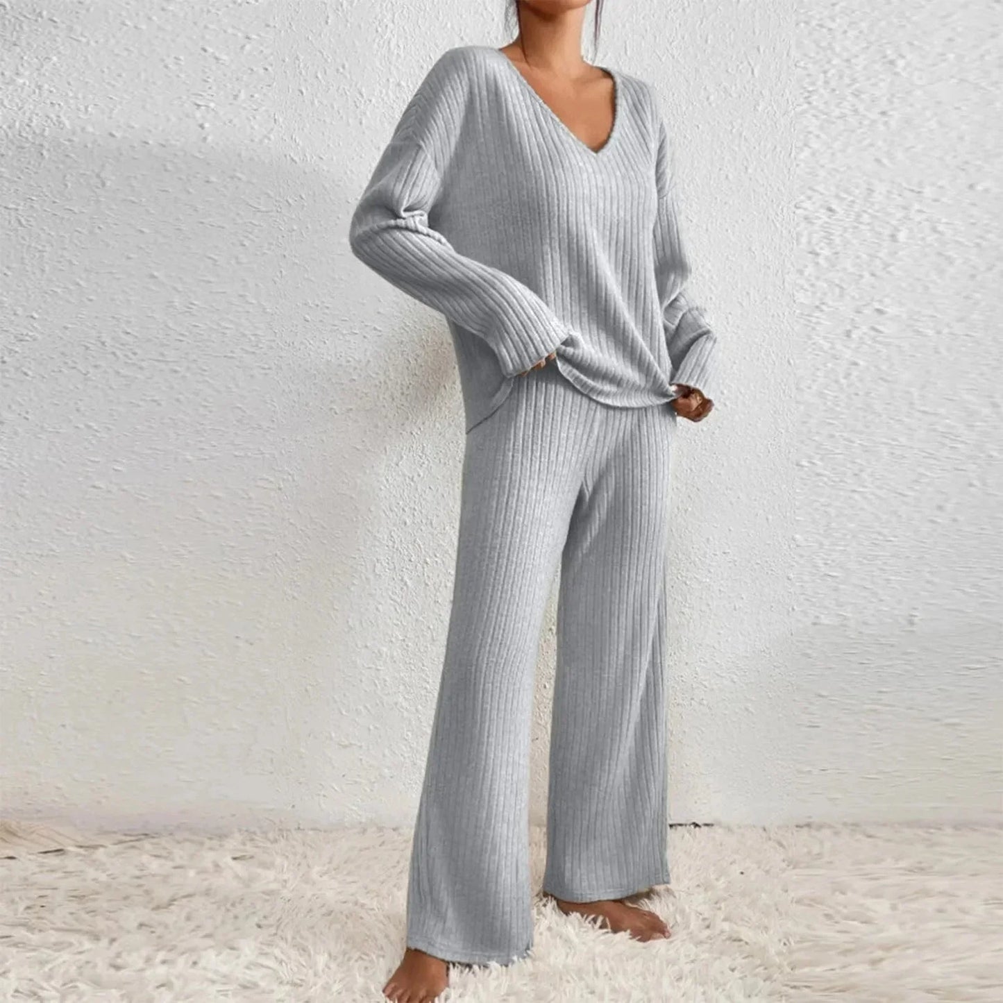 Pyjama Femme Hiver Chaud Manches Longues Col Rond