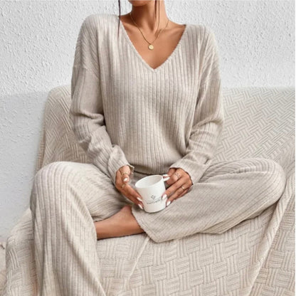 Pyjama Femme Hiver Chaud Manches Longues Col Rond - PanierRoyale